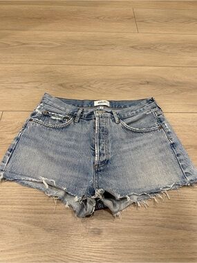 Agolde Frayed Hem Denim Shorts